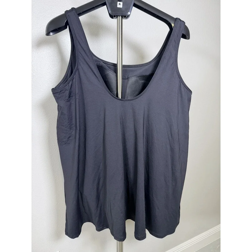Lands' End One Piece Swimsuit Womens 3X Black Scoop Neck UPF 50+ Sun Protection